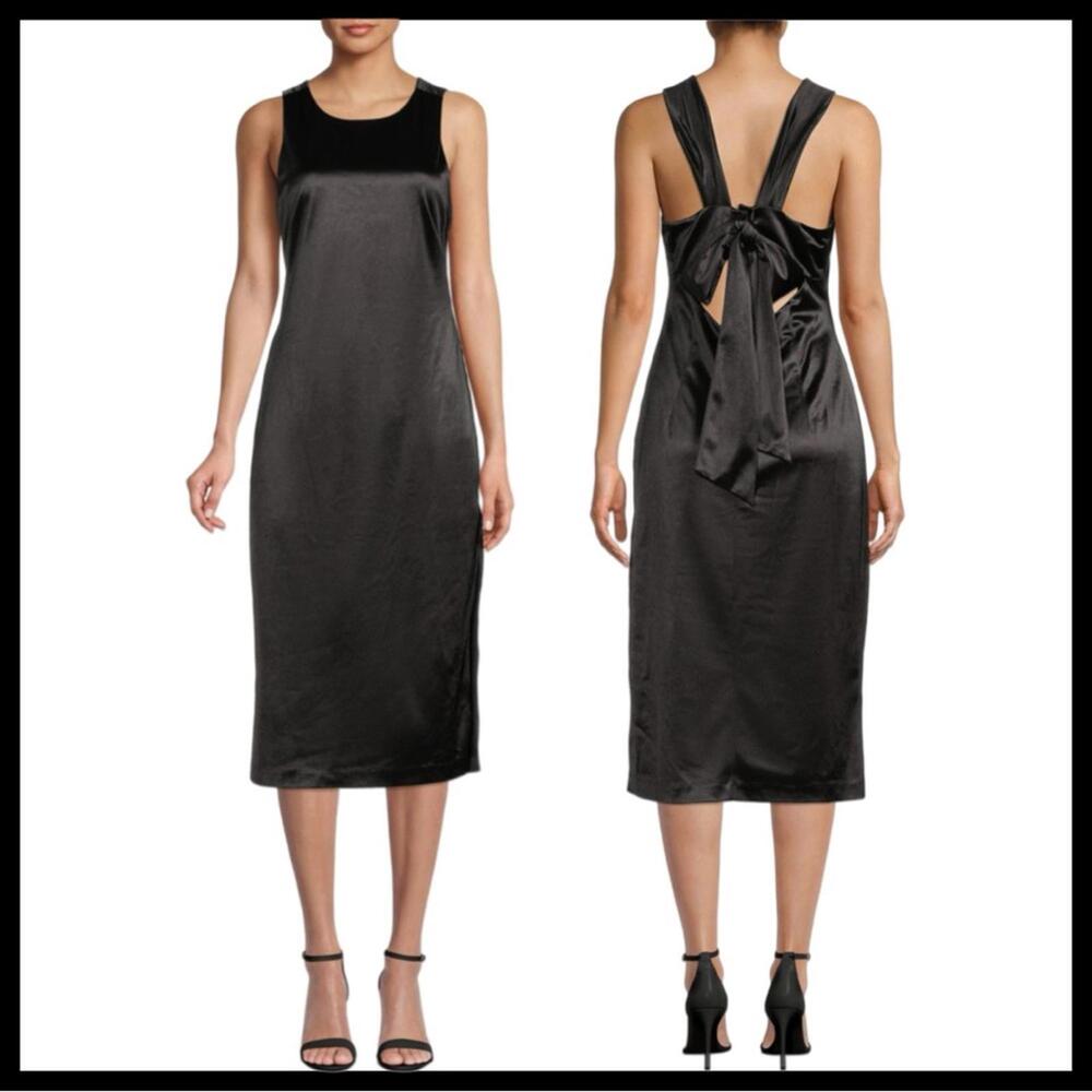 Julia Jordan Bow Tie Back Midi Black Dress